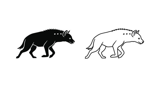 Hyena vs Aardwolf: Unique African Mammals Comparison Vector