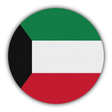 Kuwait Flag Round Icon With Green White Red Colors On Transparent Background