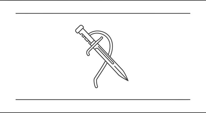 Medieval Sword and Nail Icon, Symbol of Faith, Sacrifice, and Victory