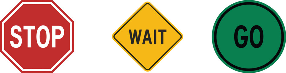 Stop Wait Go Traffic Signs road sign © Chayan