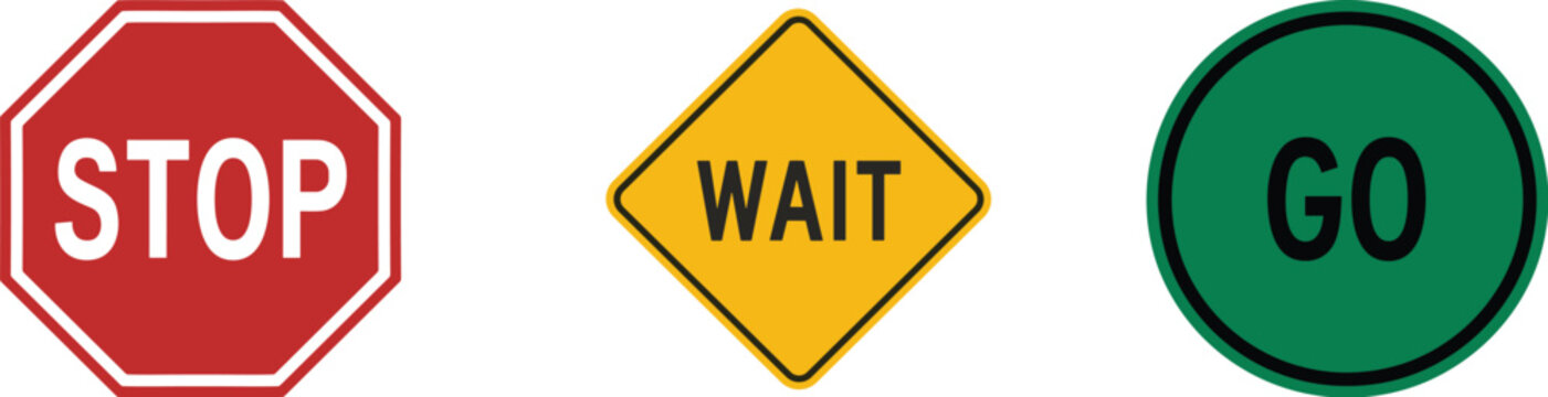 Stop Wait Go Traffic Signs road sign