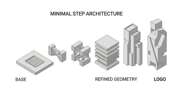 Minimal Step Architecture Design Process Isometric View.