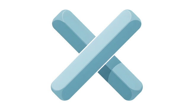 Pale blue interlocking rectangular prisms isolated on transparent background