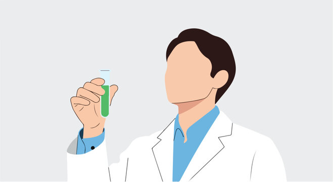 Male doctor holding test tube scientific research