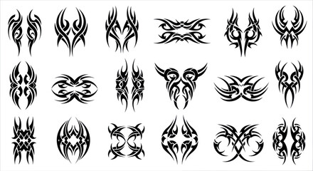 Fototapeta premium Tribal Tattoo Designs Collection - Black Ornate Ornaments