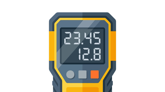 Digital Geiger Counter Illustration - Portable Radiation Detector and EMF Meter Flat Vector Icon