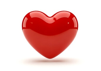 Fototapeta premium Shiny red 3D heart shape icon for love and healthcare. Glossy romantic symbol for valentines and medical apps.