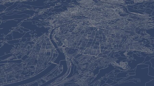 3D looped animation of city - Bilbao Spain