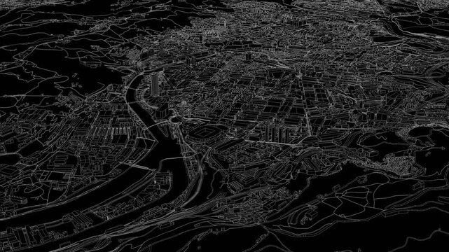 3D looped animation of city - Bilbao Spain