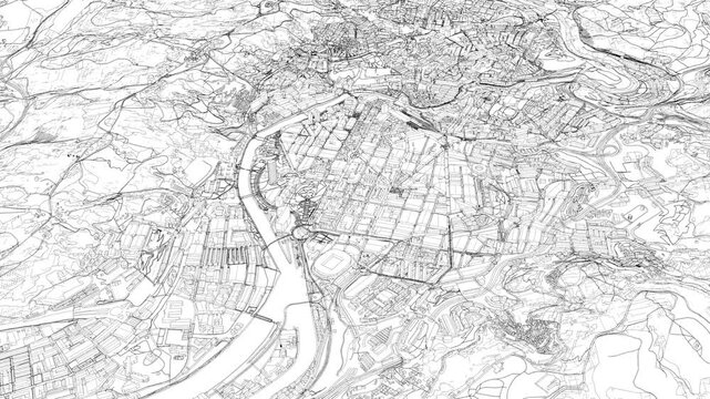 3D looped animation of city - Bilbao Spain