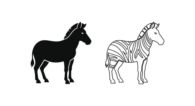 Zebra Donkey Hybrid: Unique Animal Art Design Vector