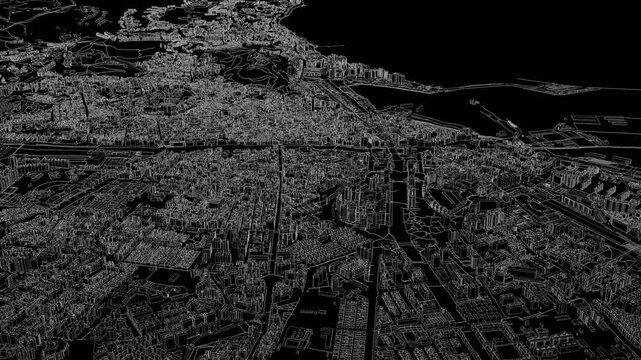 3D looped animation of city - Malaga Spain