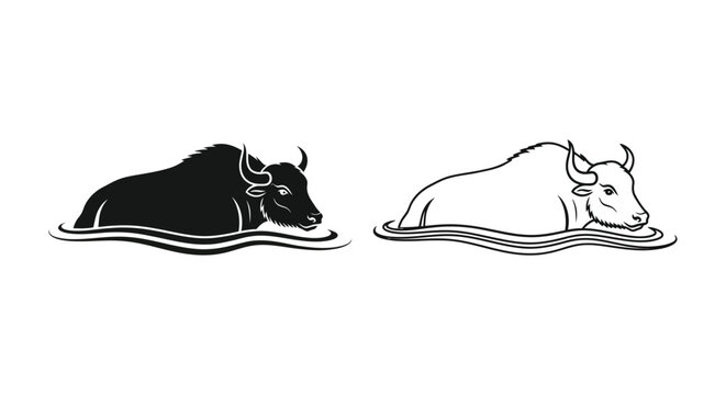 Water Buffalo Meditation & Yoga Symbol Art Vector