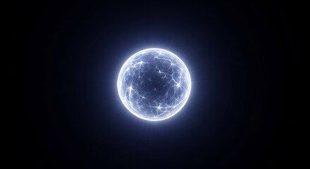 Obraz premium A solitary point of glowing white energy floats through an infinite dark void, casting soft radiance against the surrounding deep blackness, abstract, glowing, light