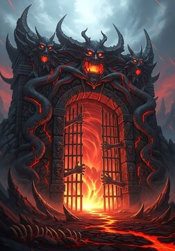 Infernal Gate to the Underworld - A Fiery Portal of Damnation.