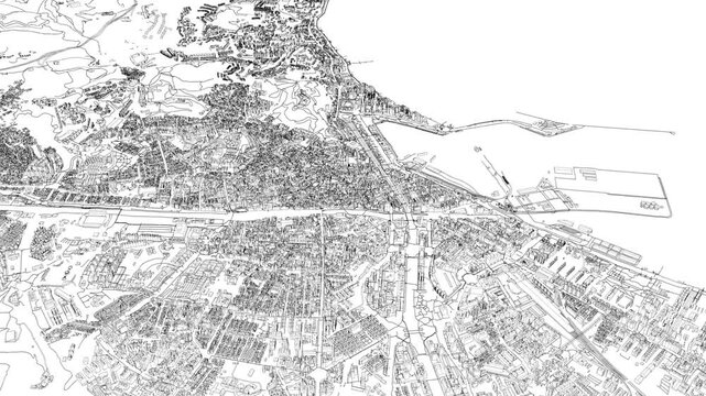 3D looped animation of city - Malaga Spain