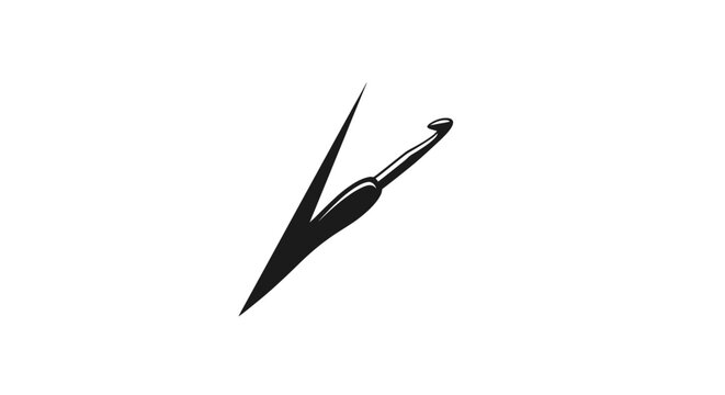 Minimalist Crochet Hook Icon on White Background