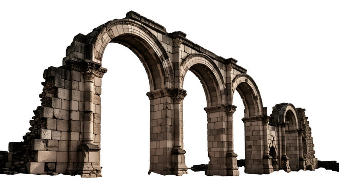 Ruined gothic archway at night dramatic lighting and architectural detail