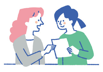 Fototapeta premium Two people holding documents during a meeting_Color