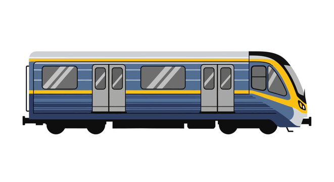 Modern urban metro train for public transportation, isolated vector illustration.