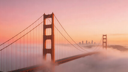 Obraz premium Golden Gate Bridge in morning fog