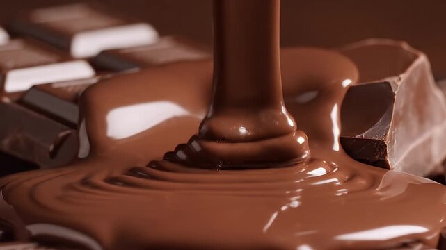 Luxurious Liquid Chocolate Cascade Covering Solid Chocolate Chunks 8k
