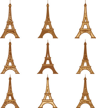 Eiffel Tower brown illustration pattern