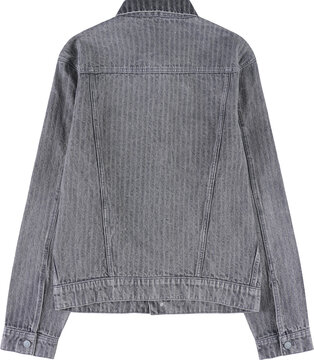Gray denim jacket with back view on transparent background
