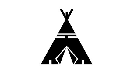 Simple Black Silhouette of a Teepee Tent on White Background © heru