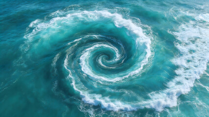 Obraz premium Spiral ocean wave from above