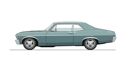 Fototapeta premium Vintage teal coupe car illustration