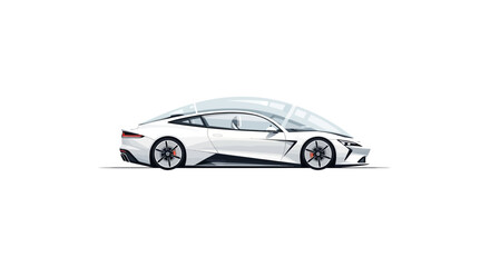 Fototapeta premium Sleek white electric sports car illustration on clean background.