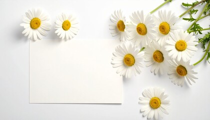 Obraz premium Daisy's Floral Border Composition with Empty Center