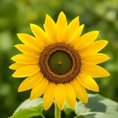 Fototapeta premium Golden Sunflower Bloom Close Up in Bright Summer Daylight