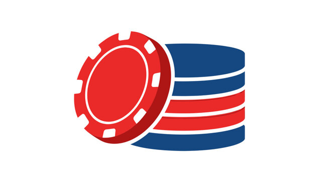 Stack of Casino Poker Chips - Red and Blue