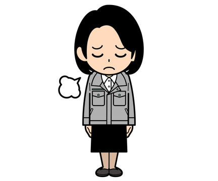 ため息をついて落ち込むワンカールボブの事務員の女性