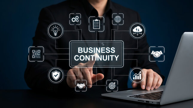 Business Continuity Concept Digital Interface Risk Management Data Protection Strategy Planning