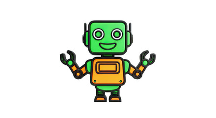 Obraz premium Cute Green and Orange Cartoon Robot