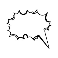 Fototapeta premium Comic speech bubble vector illustration. Hand drawn frame with copy space. Symbol of conversation, communication, thought, idea. Black and white doodle, flat cartoon sketch. Empty text box for comics