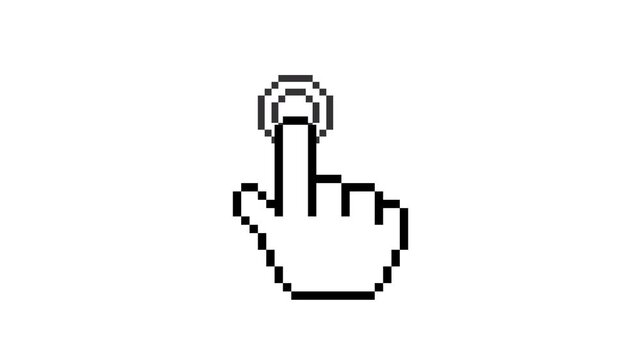8-bit pixel art mobile double tap gesture icon. looped animation 4k 30fps