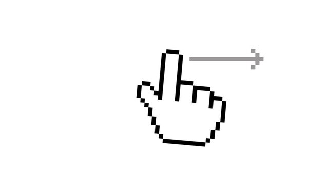 8-bit pixel art mobile swipe gesture icon. looped animation 4k 30fps