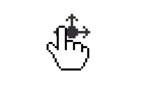 8-bit pixel art mobile drag gesture icon. looped animation 4k 30fps