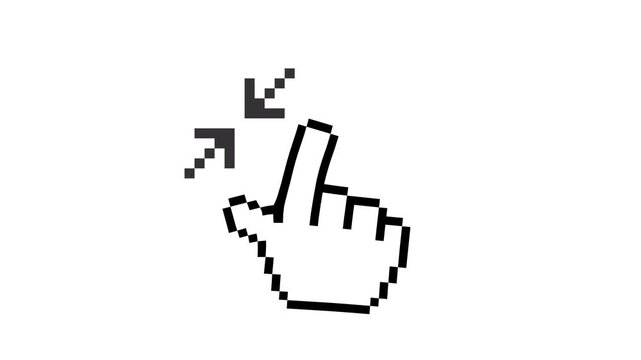 8-bit pixel art mobile pinch gesture icon. looped animation 4k 30fps