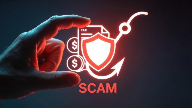 Hand Holding a Symbol of Protection Against Tax Scam Concept Visualization