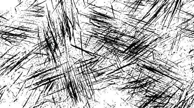 Abstract black and white scratchy texture with dense angular linear strokes and chaotic patterns.
