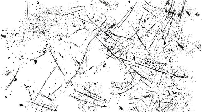 Abstract Black Line Scratches on White Textured Background.