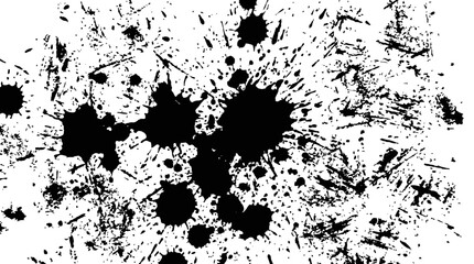 Fototapeta premium Abstract black ink splatters and blotches forming a monochrome texture for design and art backgrounds.