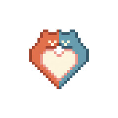 Fototapeta premium Cute Pixelated Cats Forming Love Heart Icon