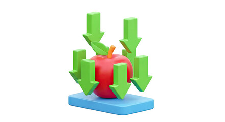 Fototapeta premium Red Apple Surrounded by Downward Green Arrows