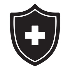 Fototapeta premium Immune system icon. Medical cross in the shield. Vector isolated.